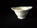 Arcopal Blue Pearl embossed rose oval serving bowl side view with ruler