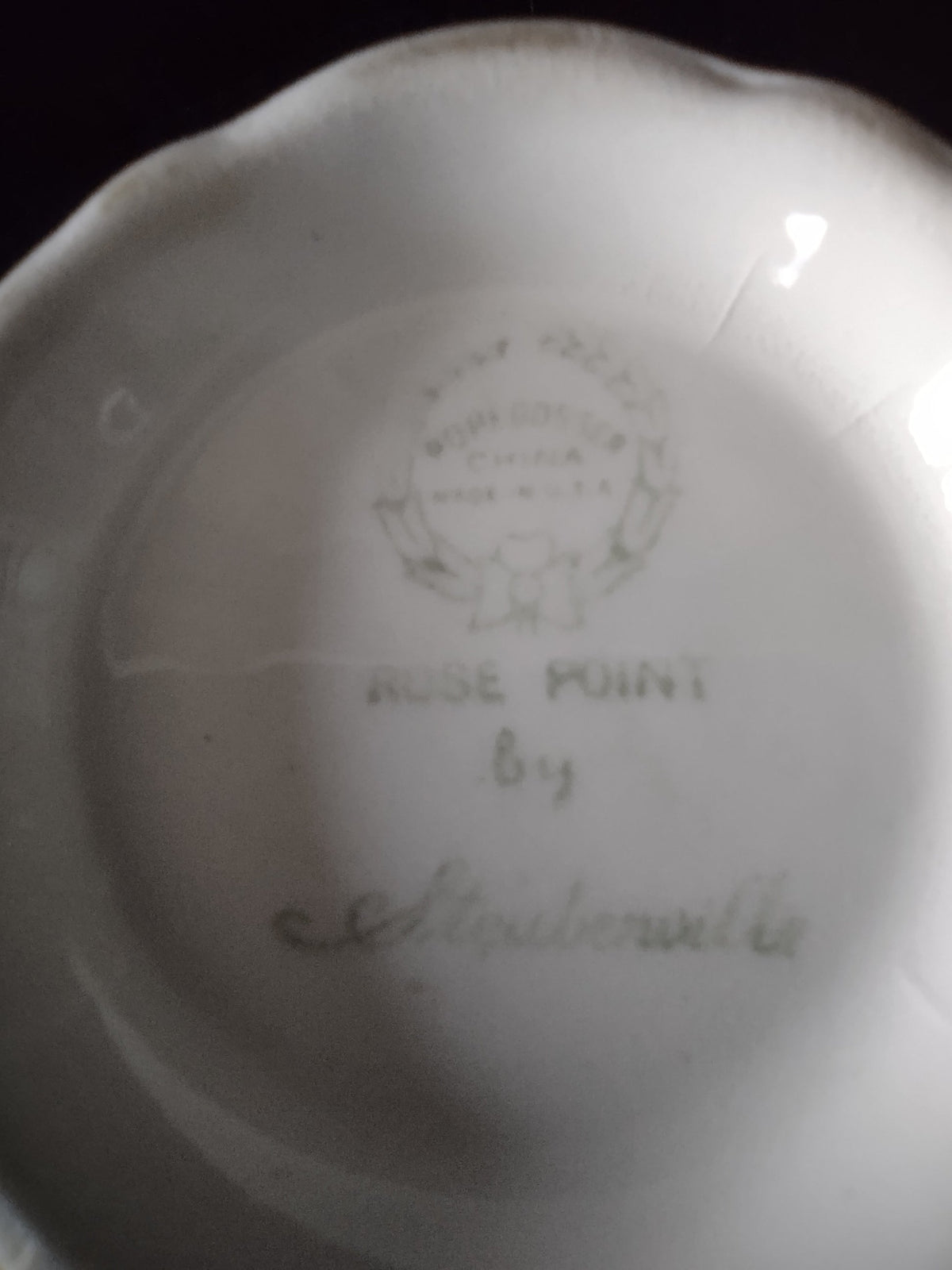Arcopal Blue Pearl oval serving bowl full side view