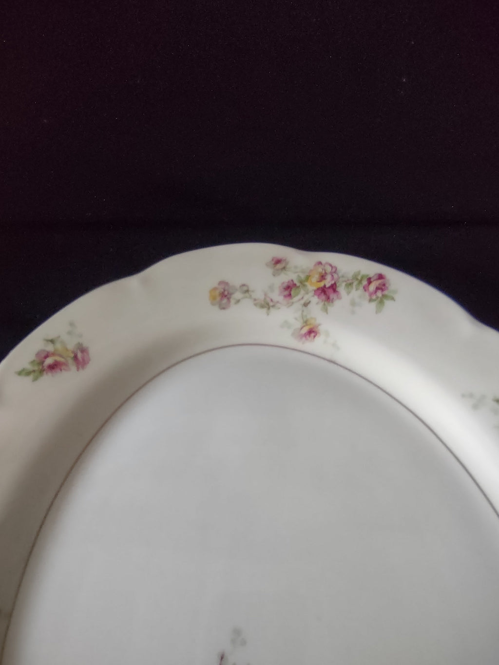 Theodore Haviland Dorset platter close-up of pink rose spray decoration