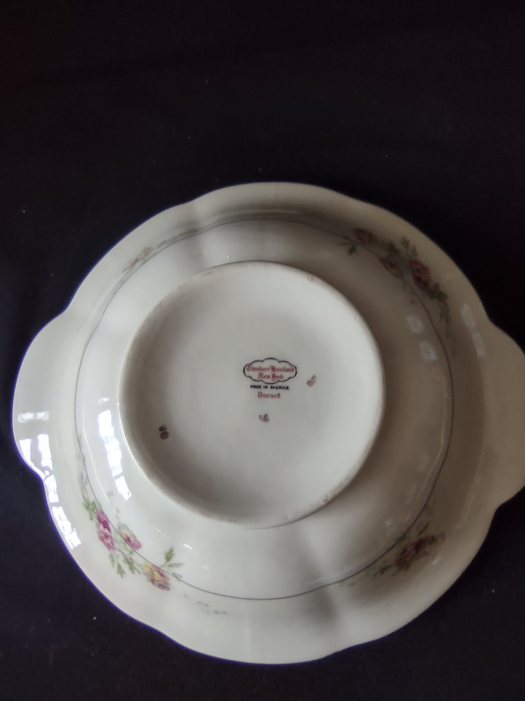 Vintage Theodore Haviland NY Dorset bowl gold handle detail