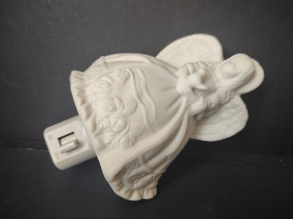 Vintage Bisque Porcelain Angel Night Light Plug-In Wall Figurine [7341]