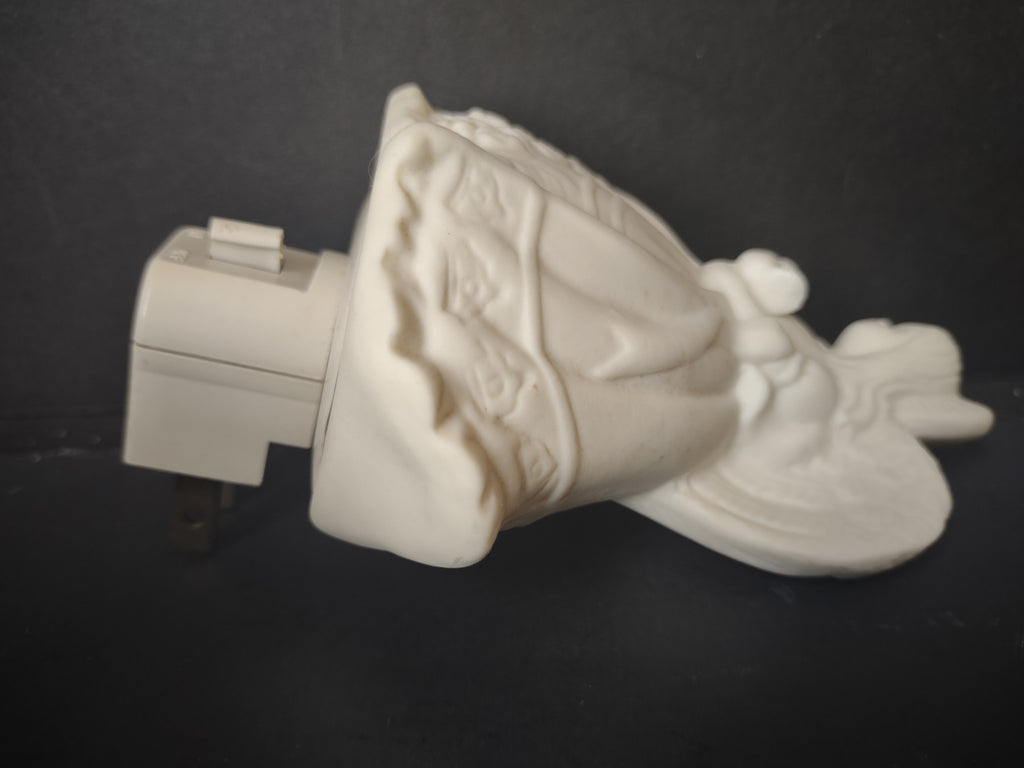 Vintage Bisque Porcelain Angel Night Light Plug-In Wall Figurine [7341]