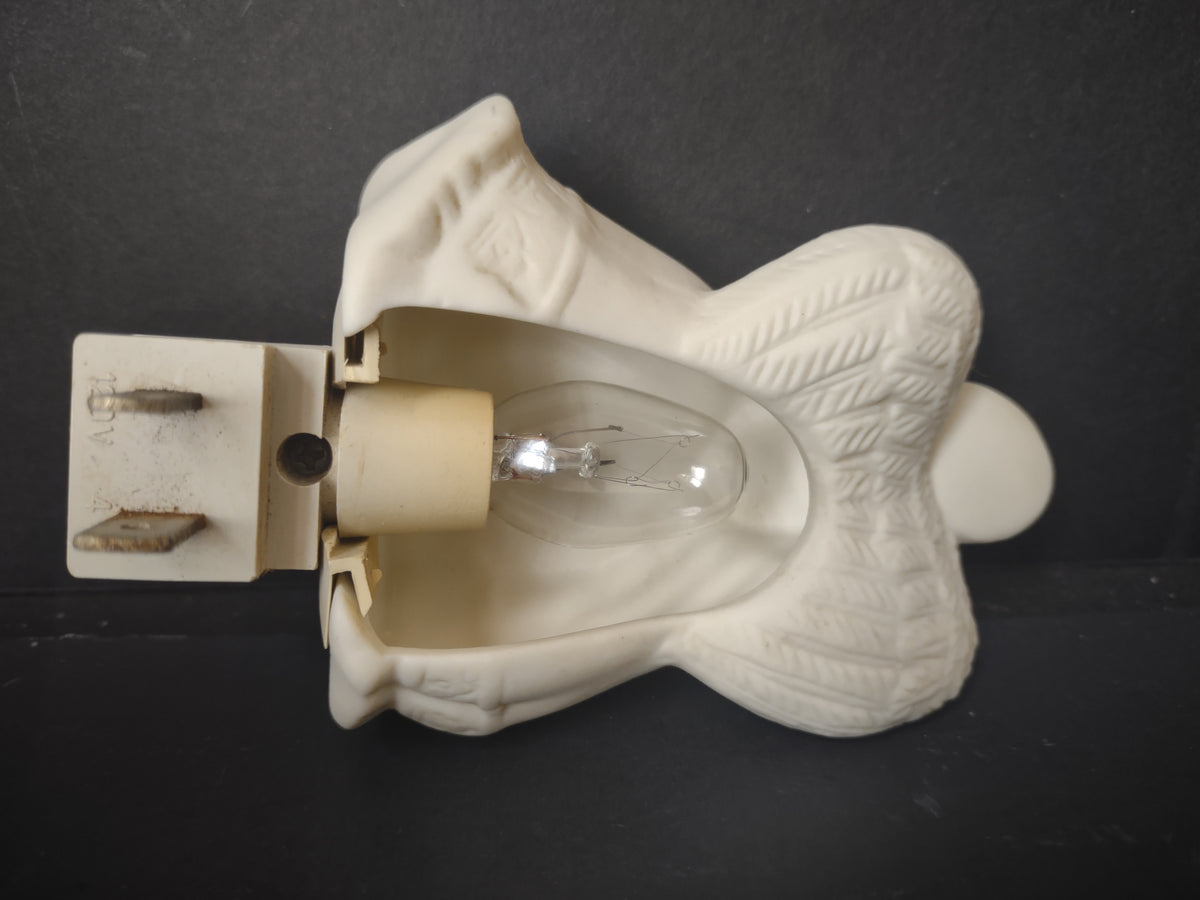 Vintage Bisque Porcelain Angel Night Light Plug-In Wall Figurine [7341]
