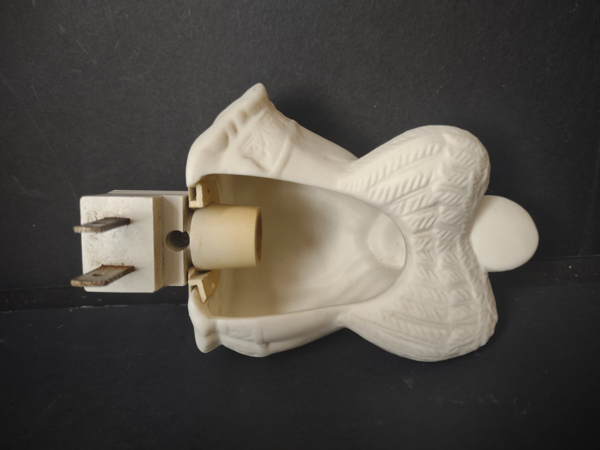 Vintage Bisque Porcelain Angel Night Light Plug-In Wall Figurine [7341]