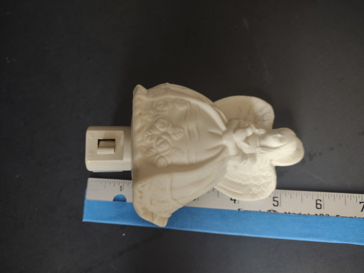 Vintage Bisque Porcelain Angel Night Light Plug-In Wall Figurine [7341]
