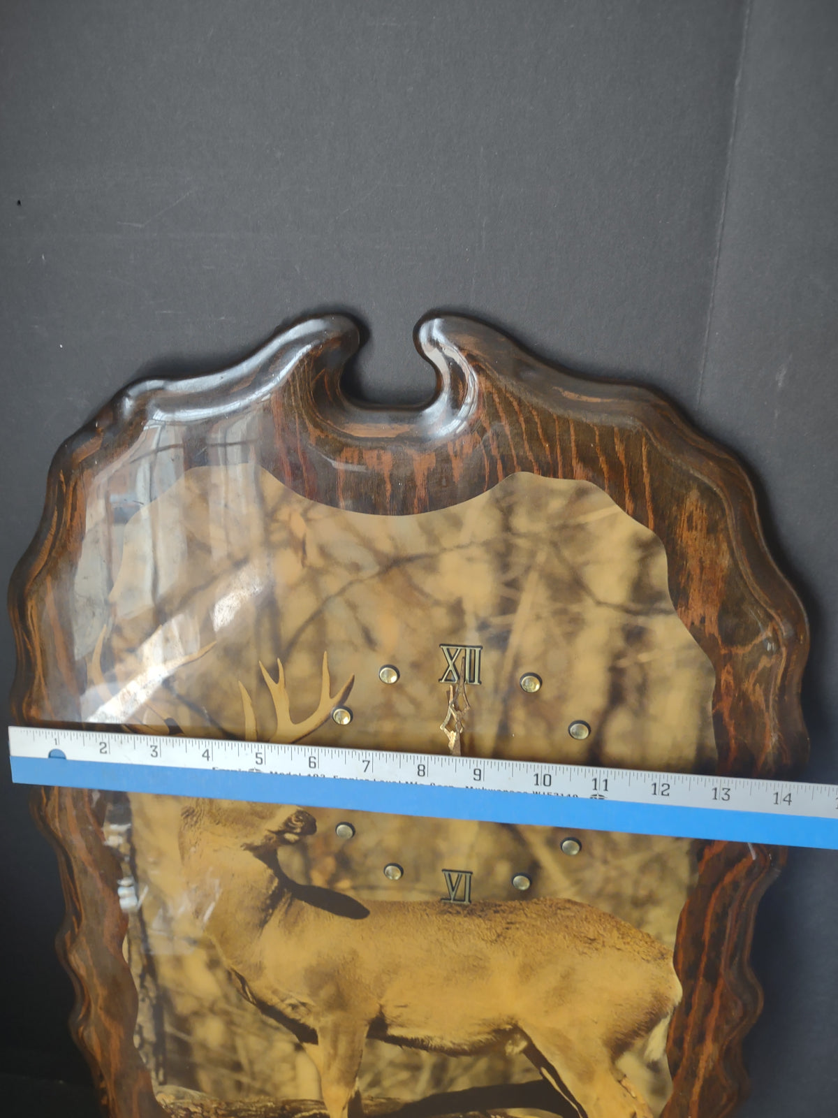Vintage Whitetail Buck Deer Wood Plaque Wall Clock Does NOT Work[7339]