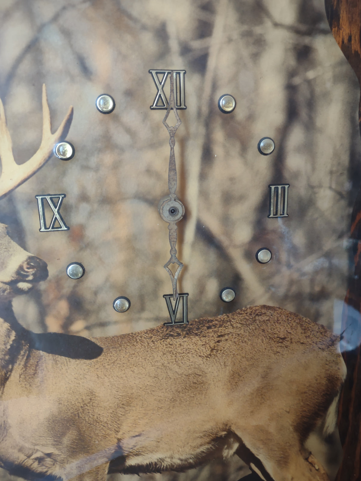 Vintage Whitetail Buck Deer Wood Plaque Wall Clock Does NOT Work[7339]