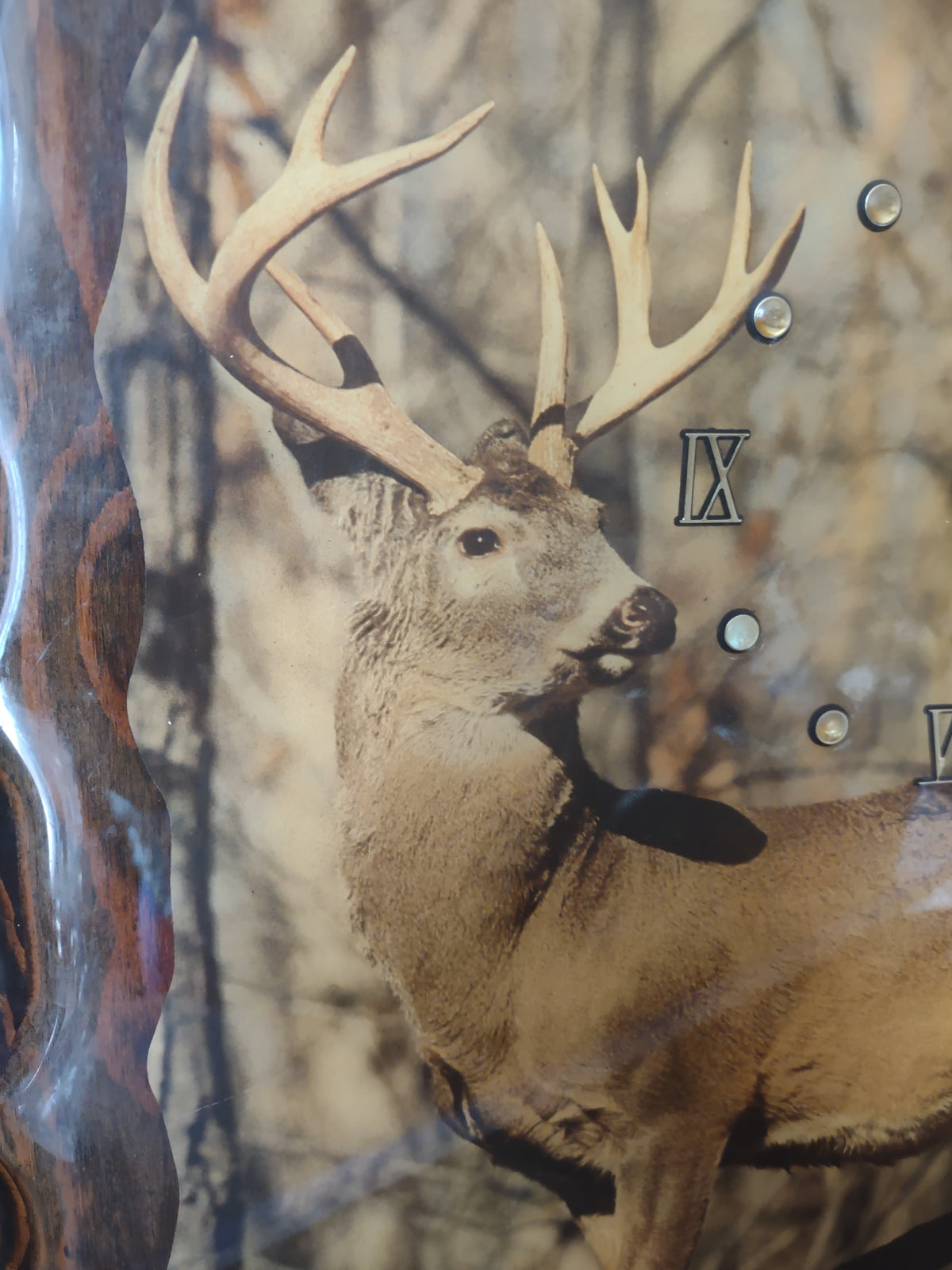 Vintage Whitetail Buck Deer Wood Plaque Wall Clock Does NOT Work[7339]