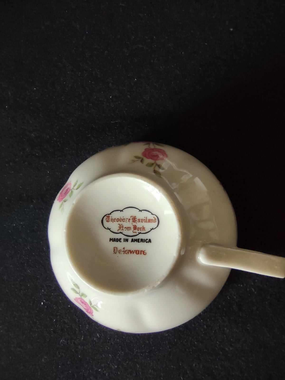 Theodore Haviland Delaware saucer additional rose detail view