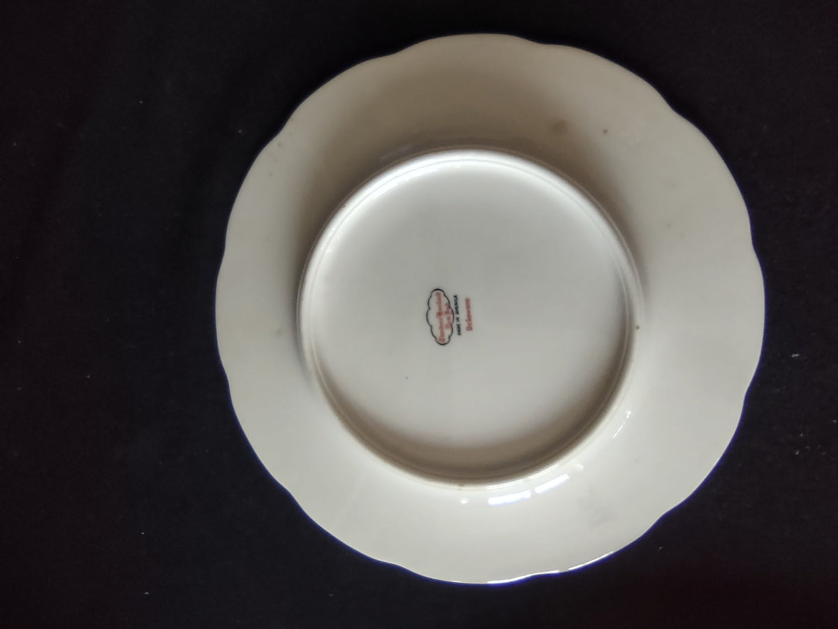 Reverse side of Theodore Haviland Delaware plate showing backstamp and clean white back