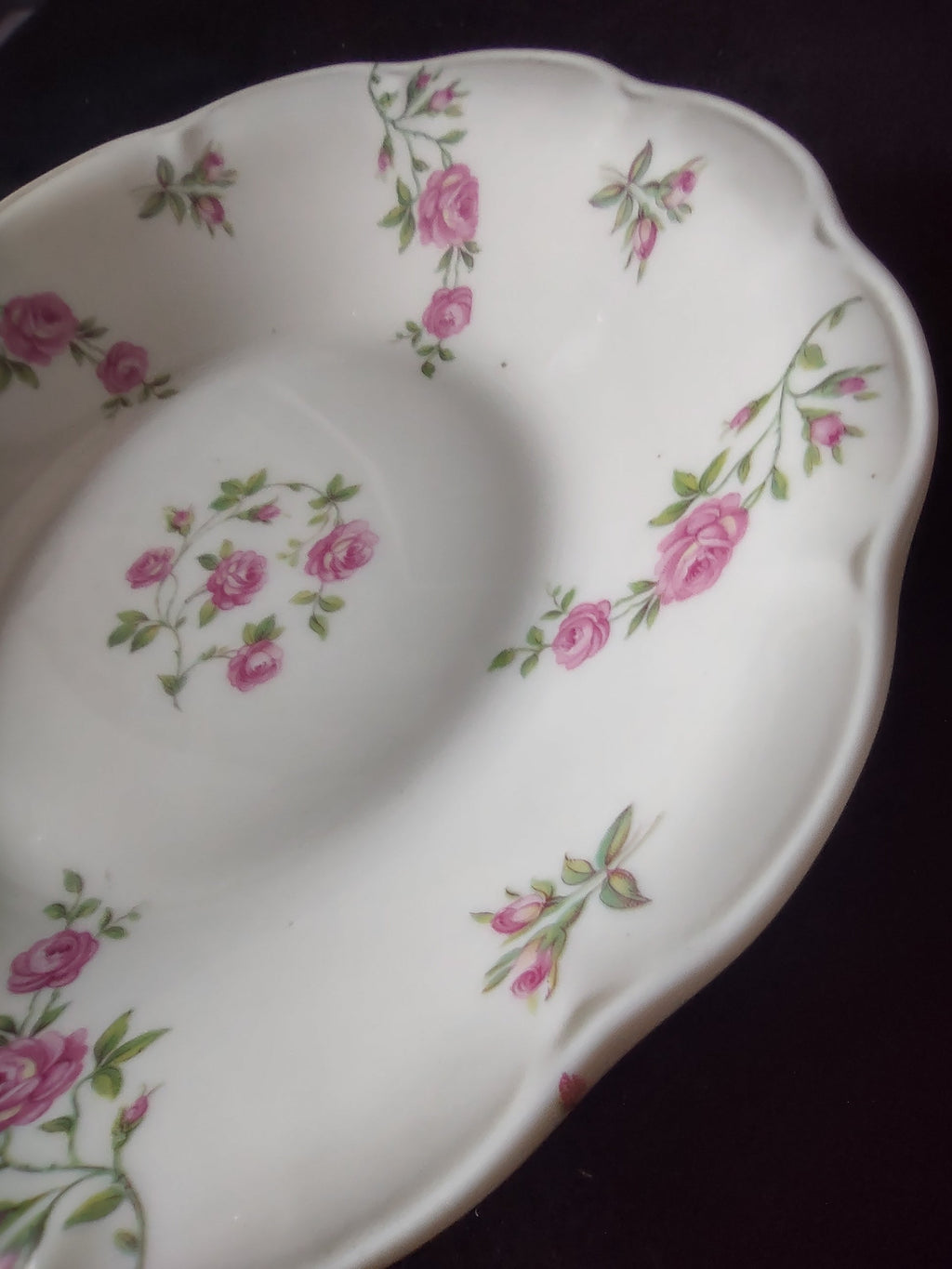 Back of Theodore Haviland New York Delaware bowl showing backstamp: Theodore Haviland New York, Made in America, Delaware pattern