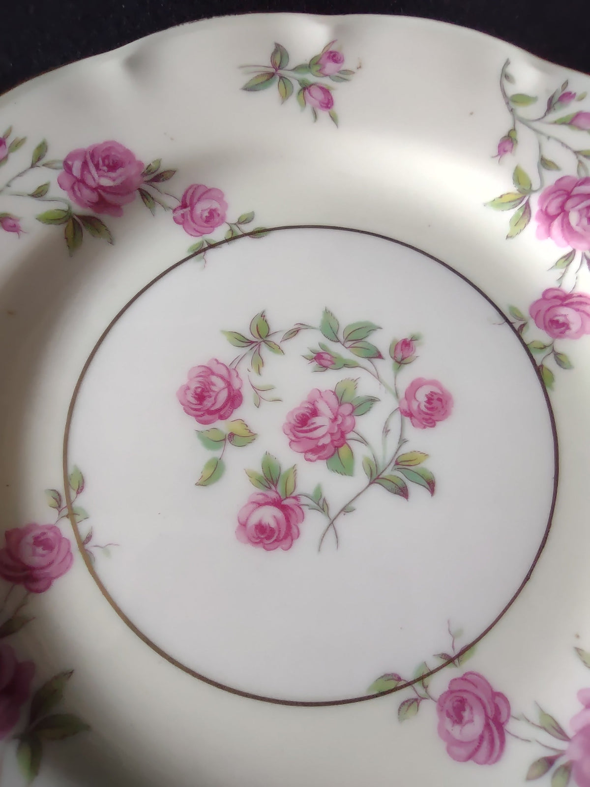 Back of Theodore Haviland Delaware plate showing full backstamp and scalloped rim profile