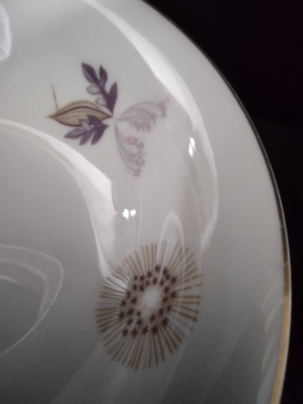 Back of Theodore Haviland New York Meadow Lace saucer showing full backstamp and concentric foot rings