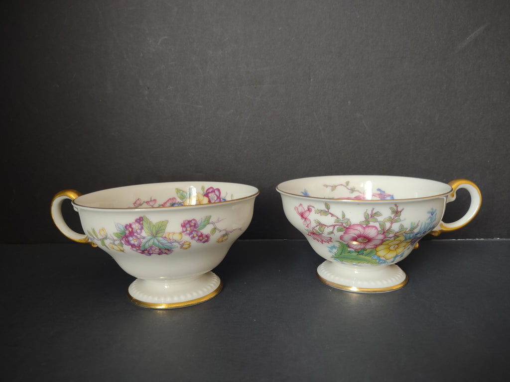 Vintage Castleton China Phoenix Footed Teacup Set of 2 [7281]