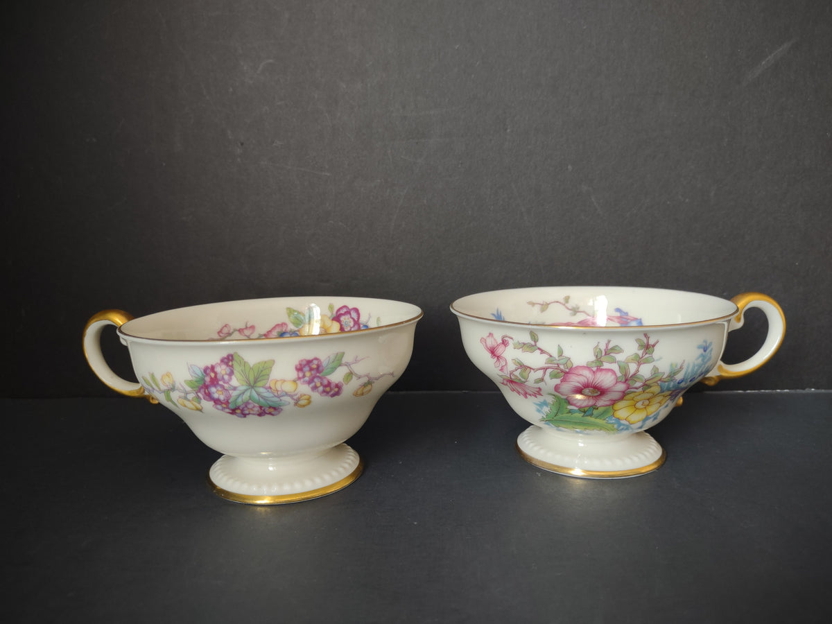 Vintage Castleton China Phoenix Footed Teacup Set of 2 [7281]