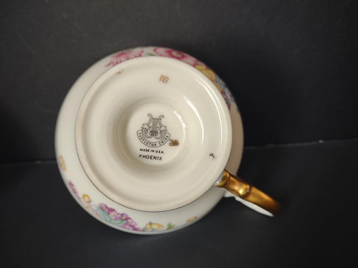 Vintage Castleton China Phoenix Footed Teacup Set of 2 [7281]