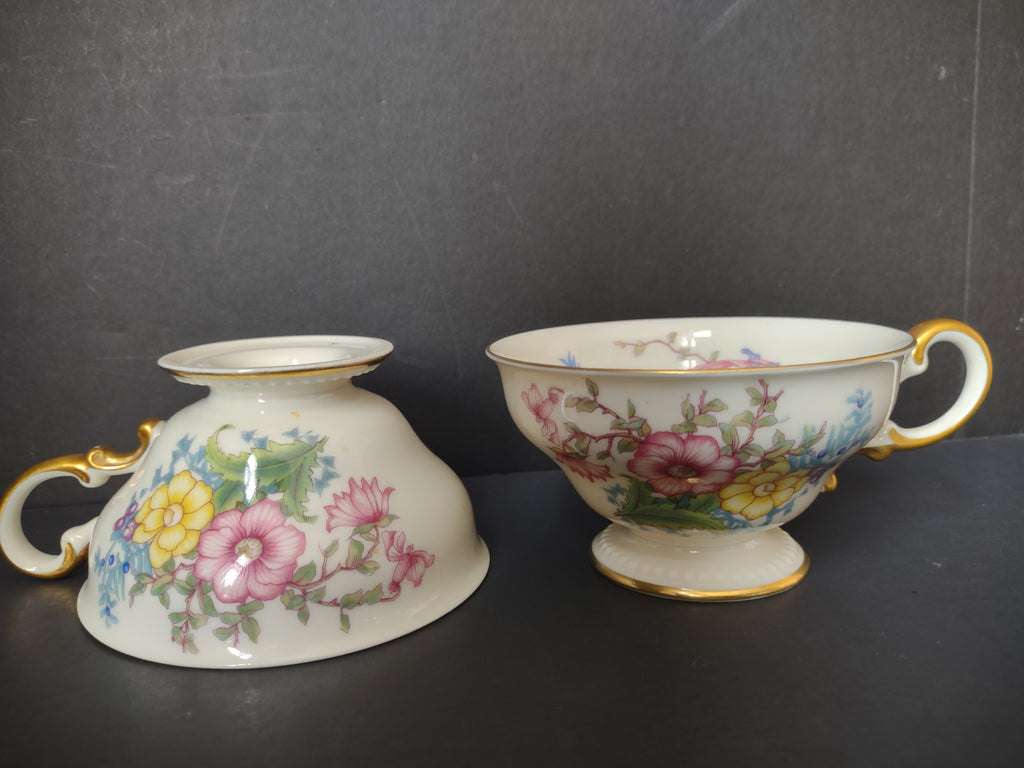 Vintage Castleton China Phoenix Footed Teacup Set of 2 [7281]