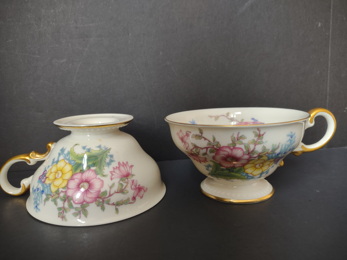 Vintage Castleton China Phoenix Footed Teacup Set of 2 [7281]
