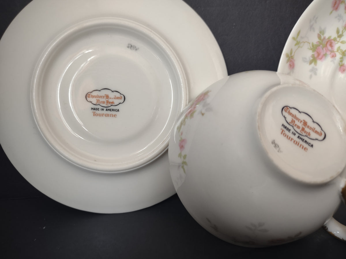 Vintage Theodore Haviland NY Touraine Cup & Saucer Set of 2 [7282]