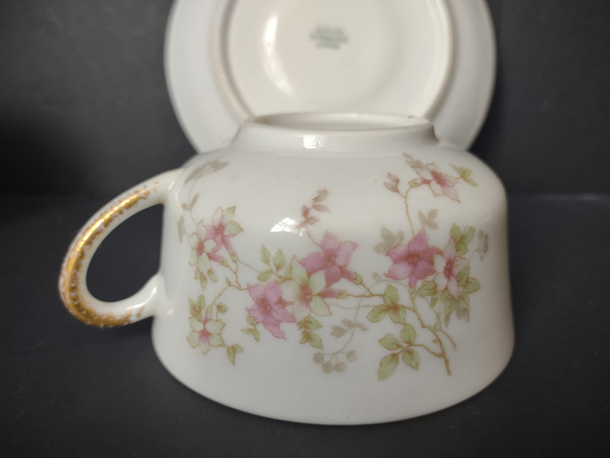 Vintage O.P.Co. Syracuse China Floral Cup & Saucer Set of 3 [7283]