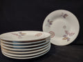 Vintage Theodore Haviland NY Meadow Lace plates set of 8, purple floral and starburst motif, platinum rim