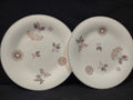 Vintage Theodore Haviland NY Meadow Lace plates set of 2, purple floral and starburst motif, platinum rim, front view