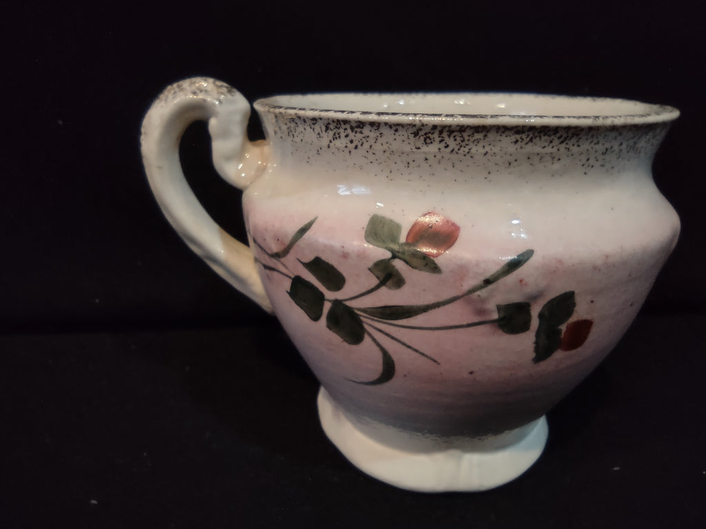 Vintage Metlox Lustre Ware Creamer Pink Lavender Floral Fleur-de-Lis Mark [7278]