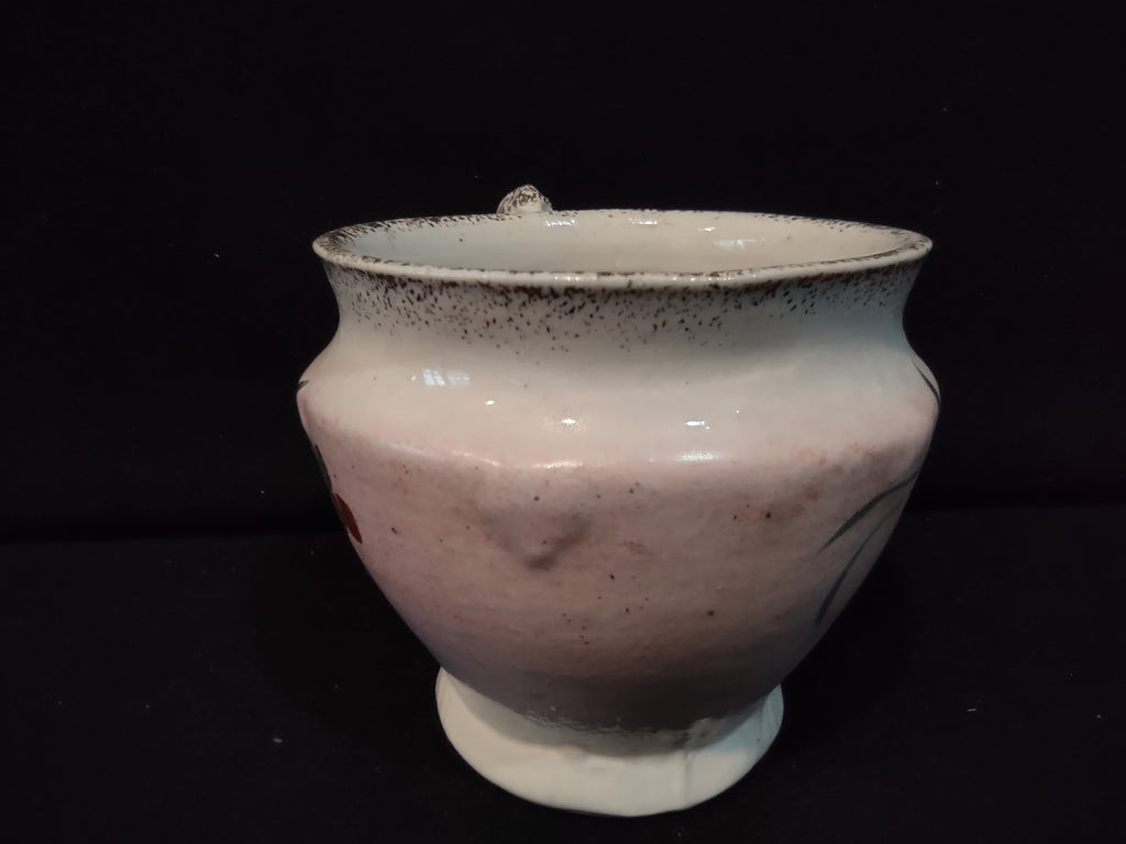 Vintage Metlox Lustre Ware Creamer Pink Lavender Floral Fleur-de-Lis Mark [7278]