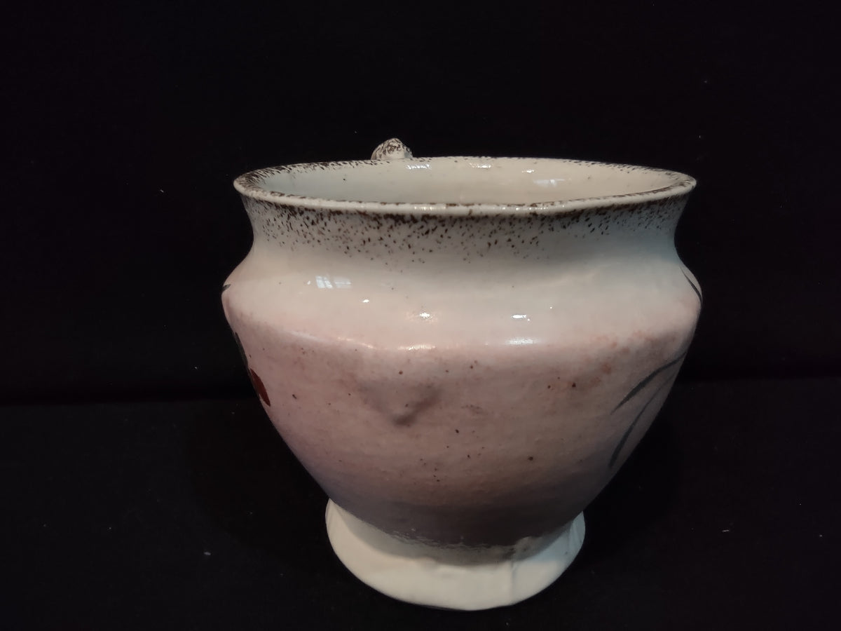 Vintage Metlox Lustre Ware Creamer Pink Lavender Floral Fleur-de-Lis Mark [7278]