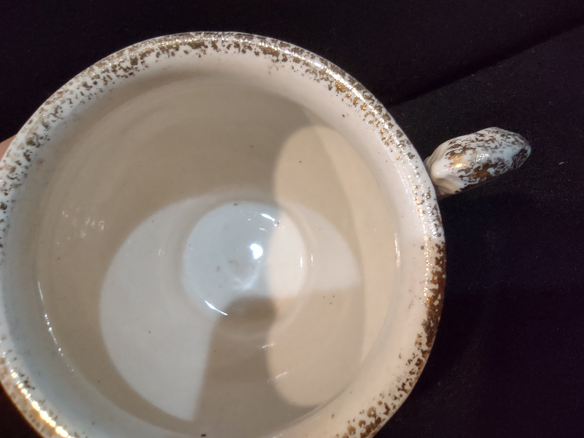 Vintage Metlox Lustre Ware Creamer Pink Lavender Floral Fleur-de-Lis Mark [7278]
