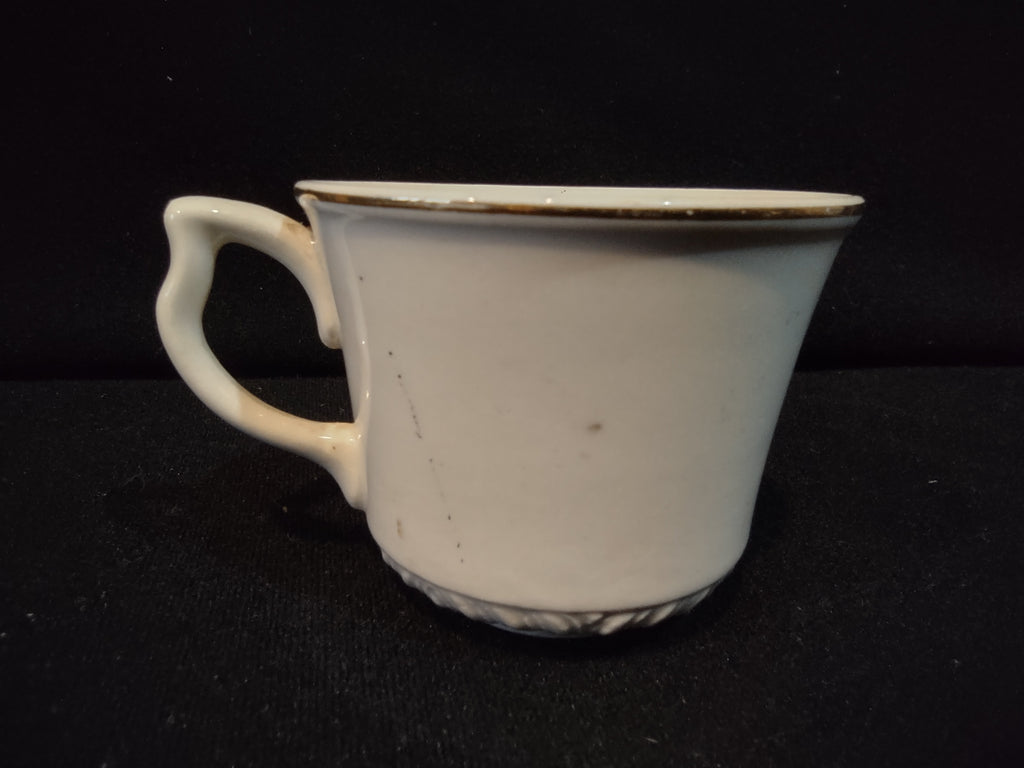 Vintage E Pluribus Unum Patriotic Crest SMALL Espresso Cup White Porcelain Gold Rim [7279]