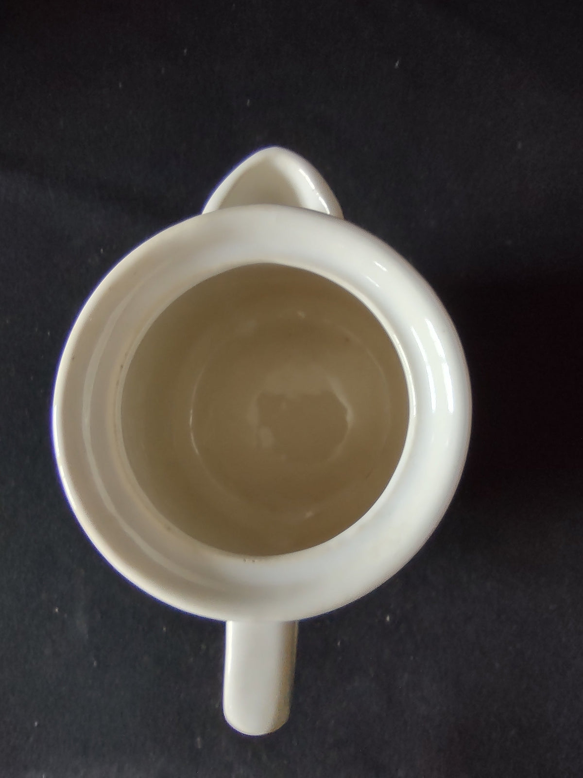 Full front view of vintage ACv USA brown rose floral ceramic pitcher creamer