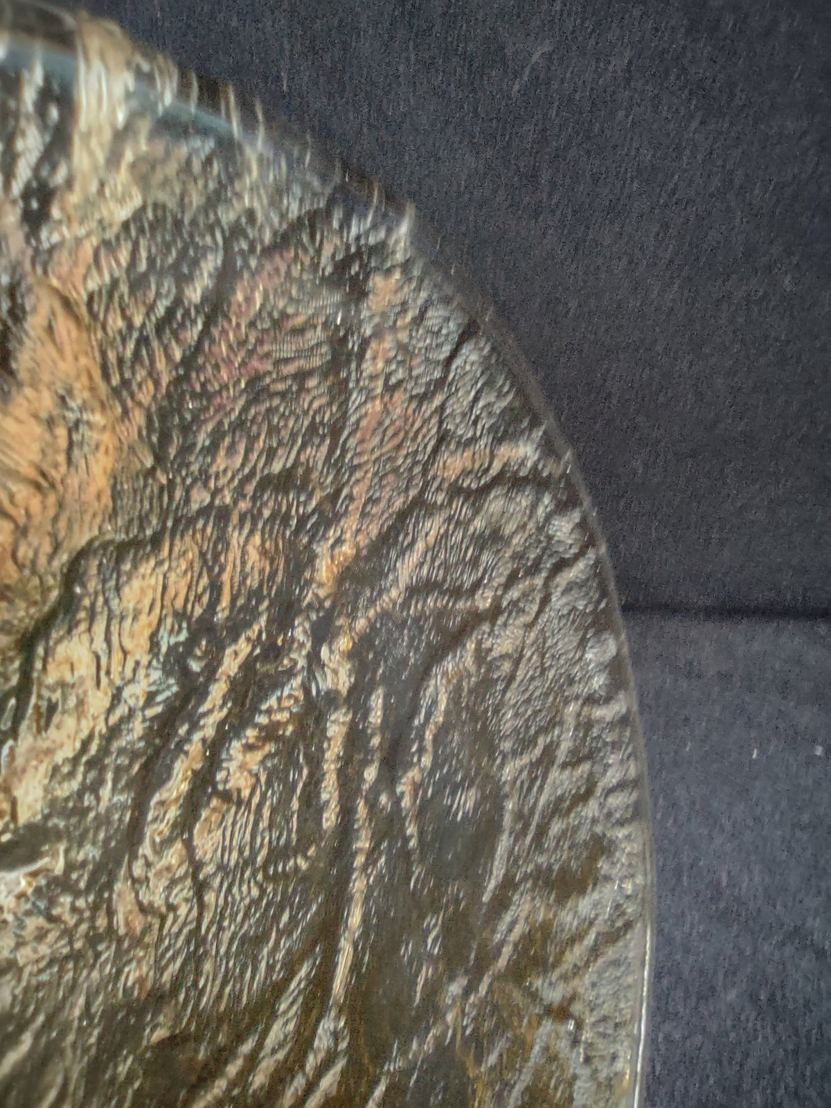 Close-up detail of embossed crinkled art glass texture