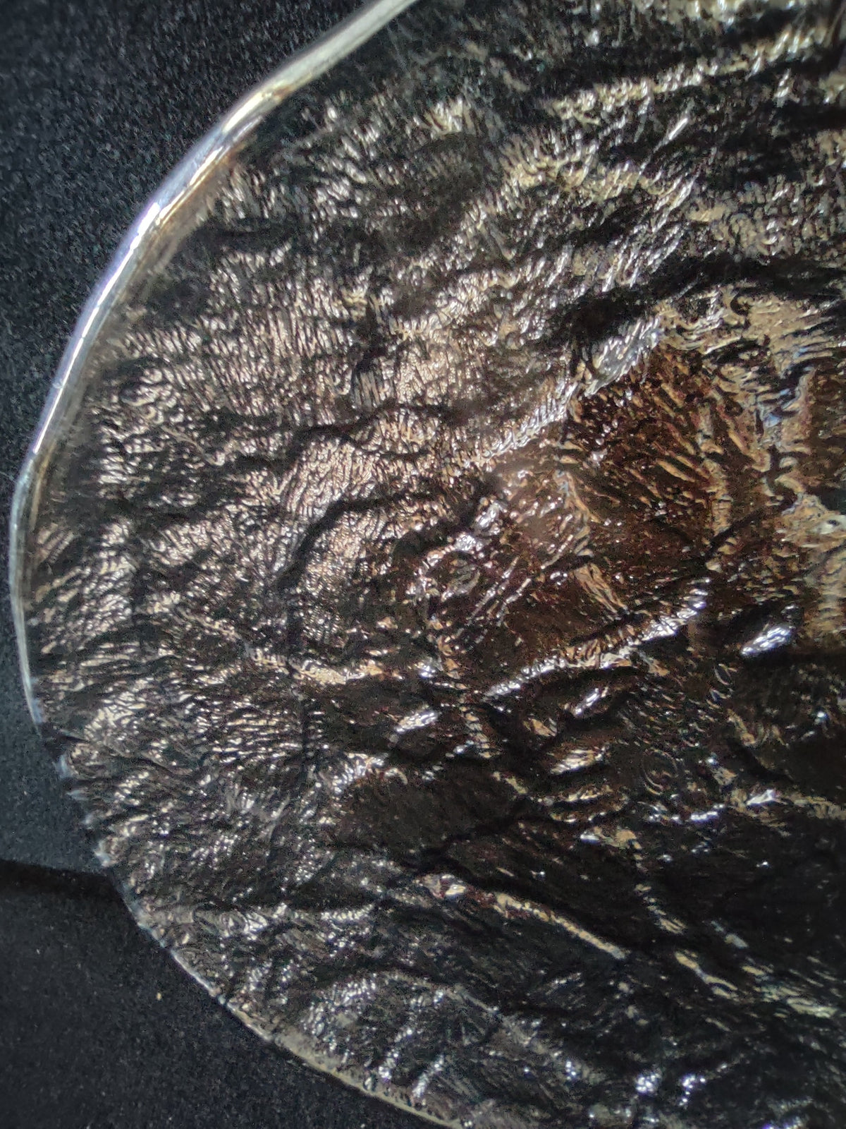 JSG Oceana bronze black art glass plate - backstamp close-up showing Oceana logo