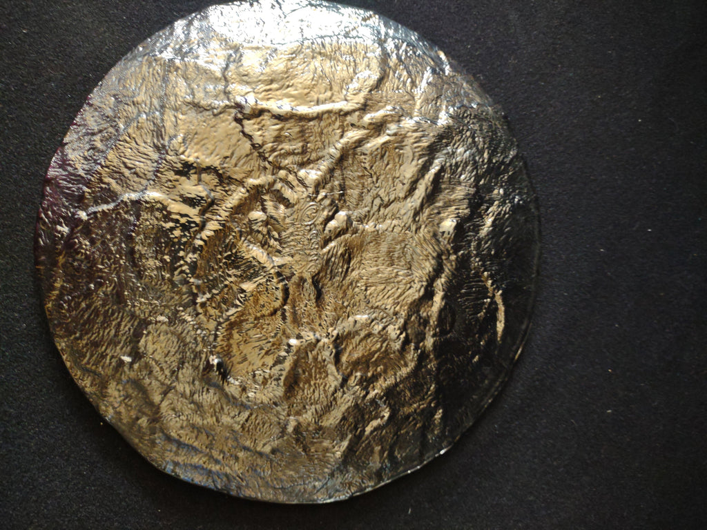 JSG Oceana bronze black art glass plate - reverse gold underside view