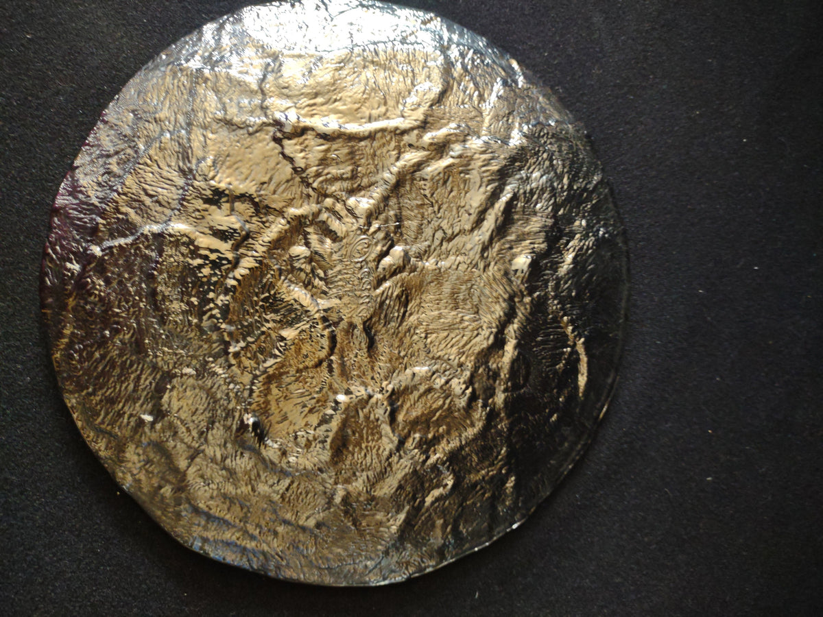 JSG Oceana bronze black art glass plate - reverse gold underside view