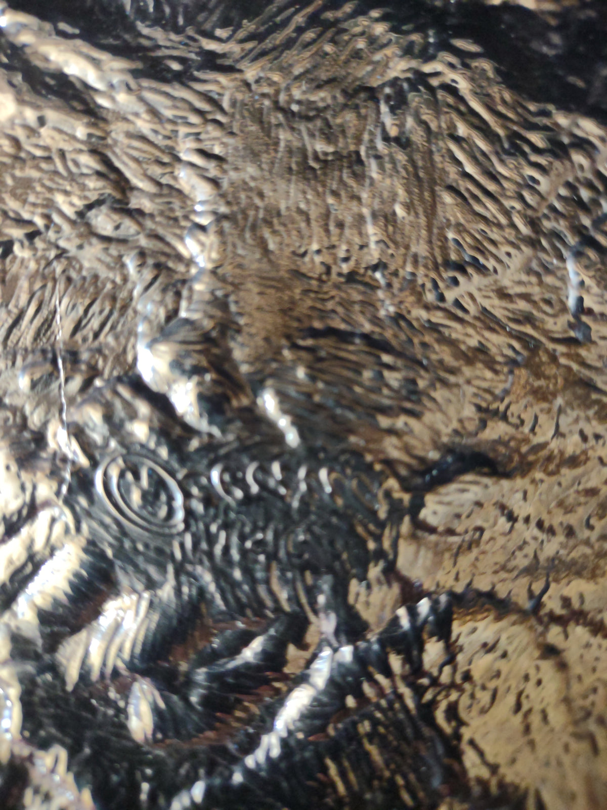 JSG Oceana bronze black art glass plate - reverse side full view