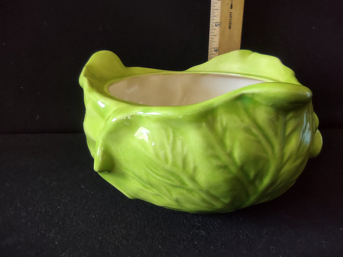 Holland Mold cabbage leaf ceramic bowl - bottom view showing embossed backstamp