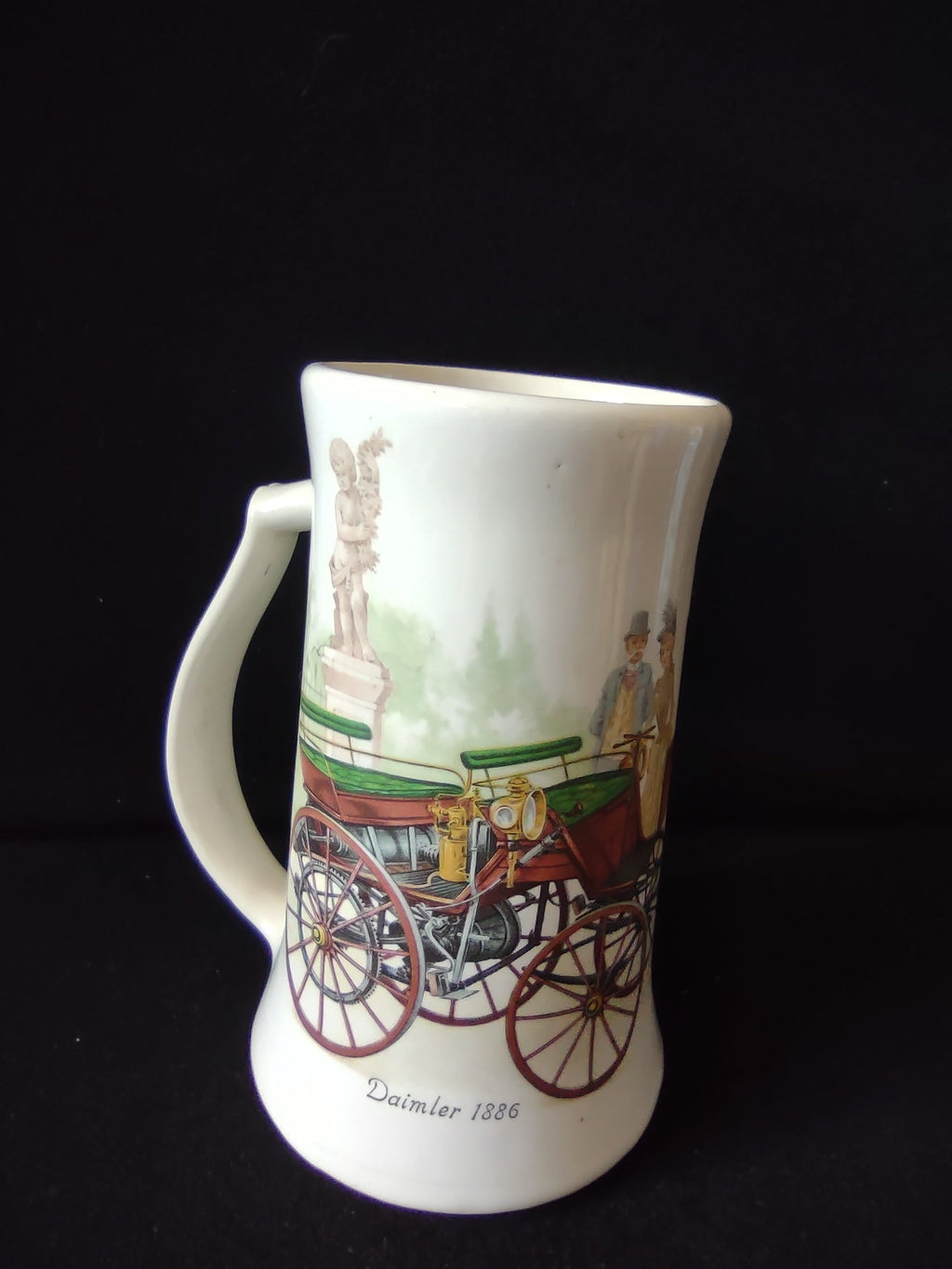 Top view of off-white ceramic beer stein showing interior