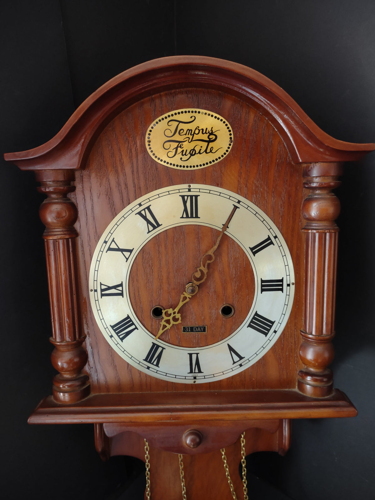 Tempus Fugit wall clock with ruler showing approximately 24 inch height