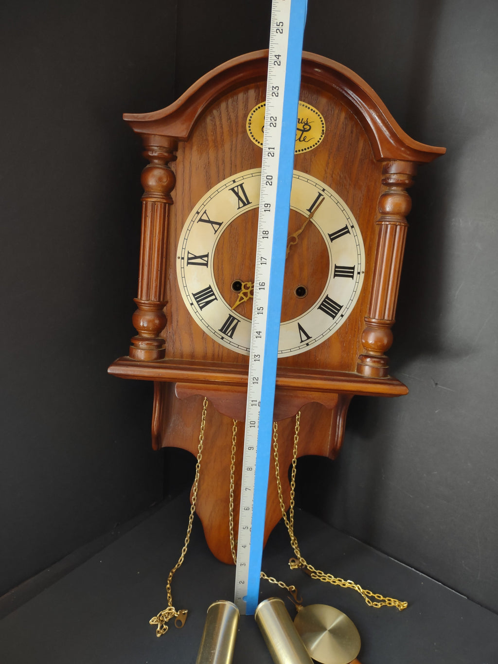 Top view of Tempus Fugit wall clock arched bonnet