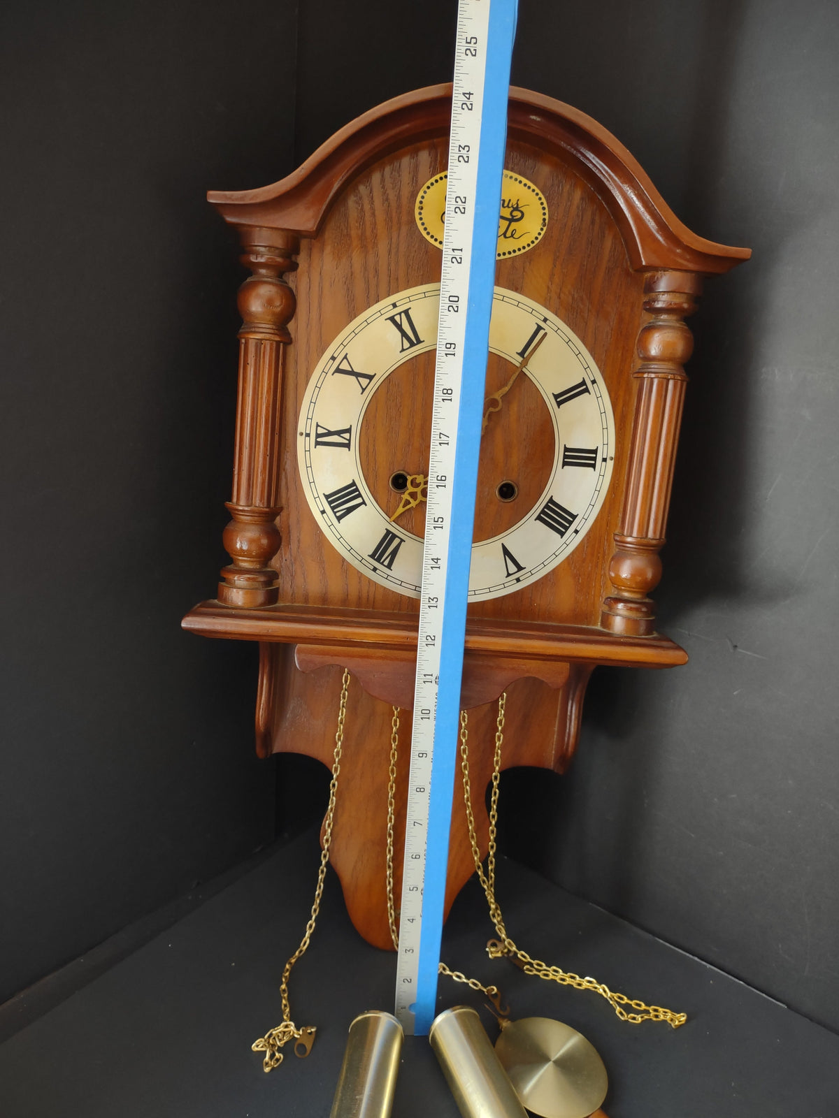 Top view of Tempus Fugit wall clock arched bonnet