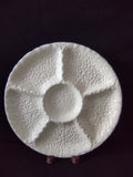 Vintage Greek Pottery Cabbage Leaf Divided Relish Tray - overall view