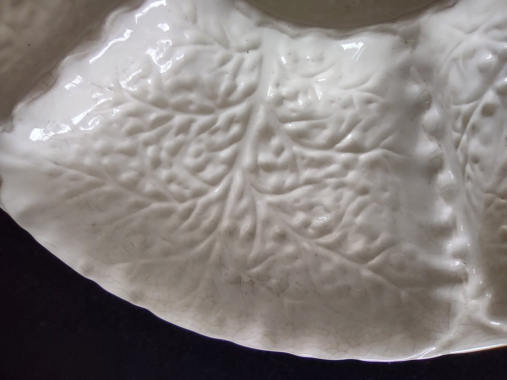 Vintage Greek Pottery Cabbage Leaf Tray - additional detail view