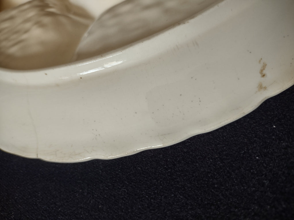 Vintage Greek Pottery Cabbage Leaf Divided Tray - bottom view showing Eptila Pottery Greece backstamp