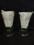 Vintage Coca-Cola green glass tumbler - bottom view showing stepped base and foot rim