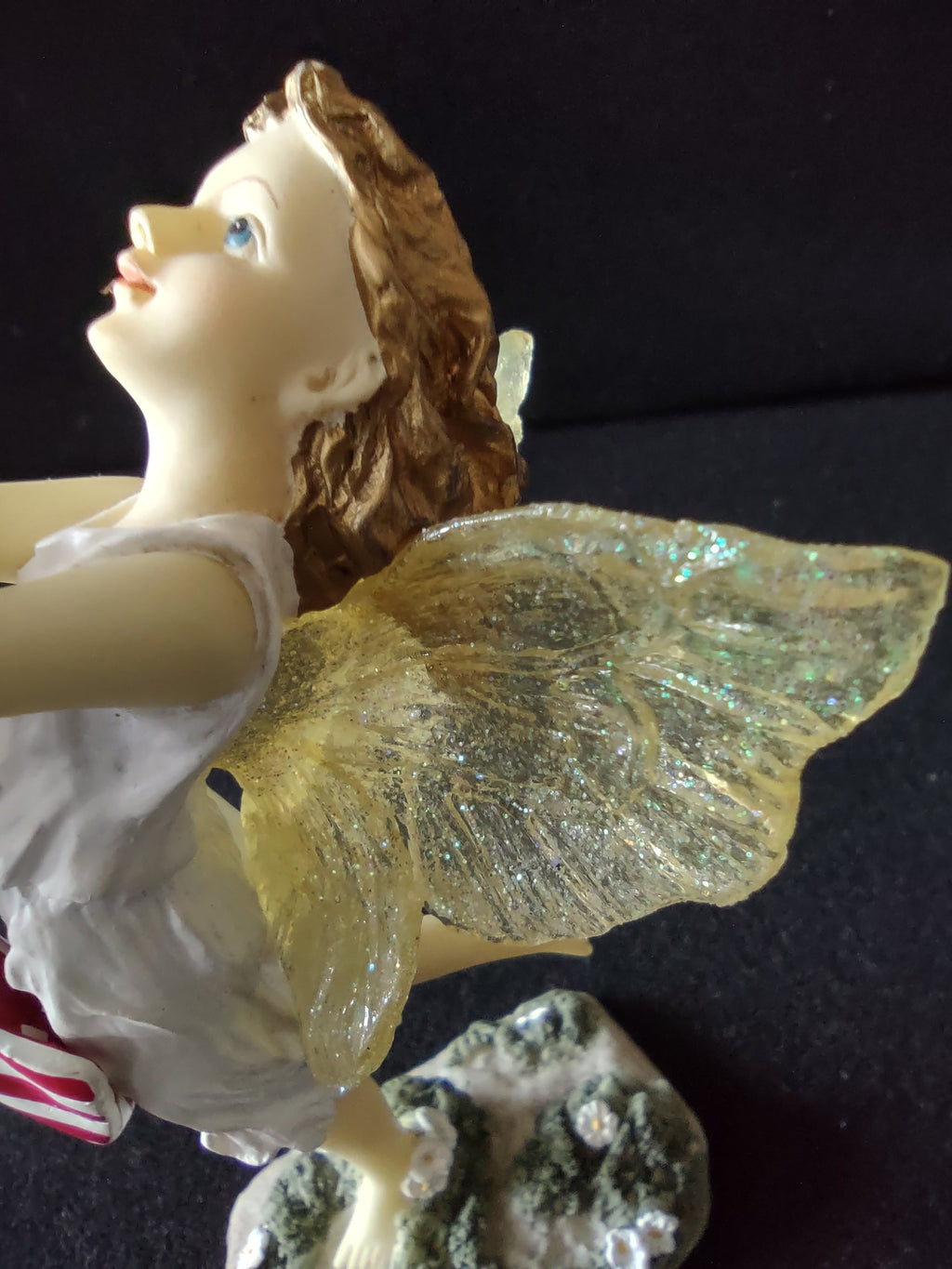 Vintage Dezine Friends of Peace angel fairy figurine with ruler showing approximately 5 inch height