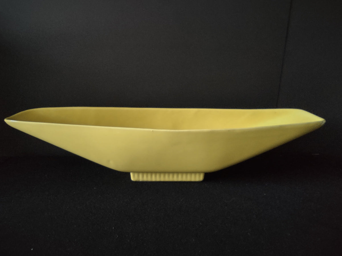 Vintage Shawnee USA Yellow Ceramic Boat Dish - top view