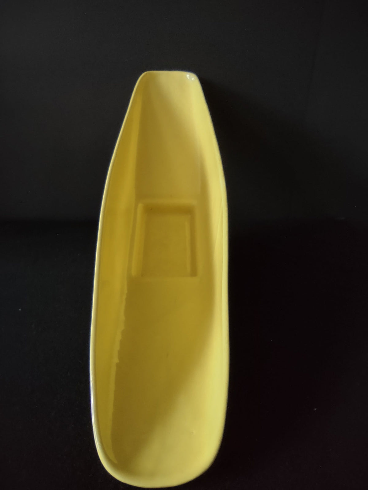 Vintage Shawnee USA Yellow Ceramic Boat Dish - side profile