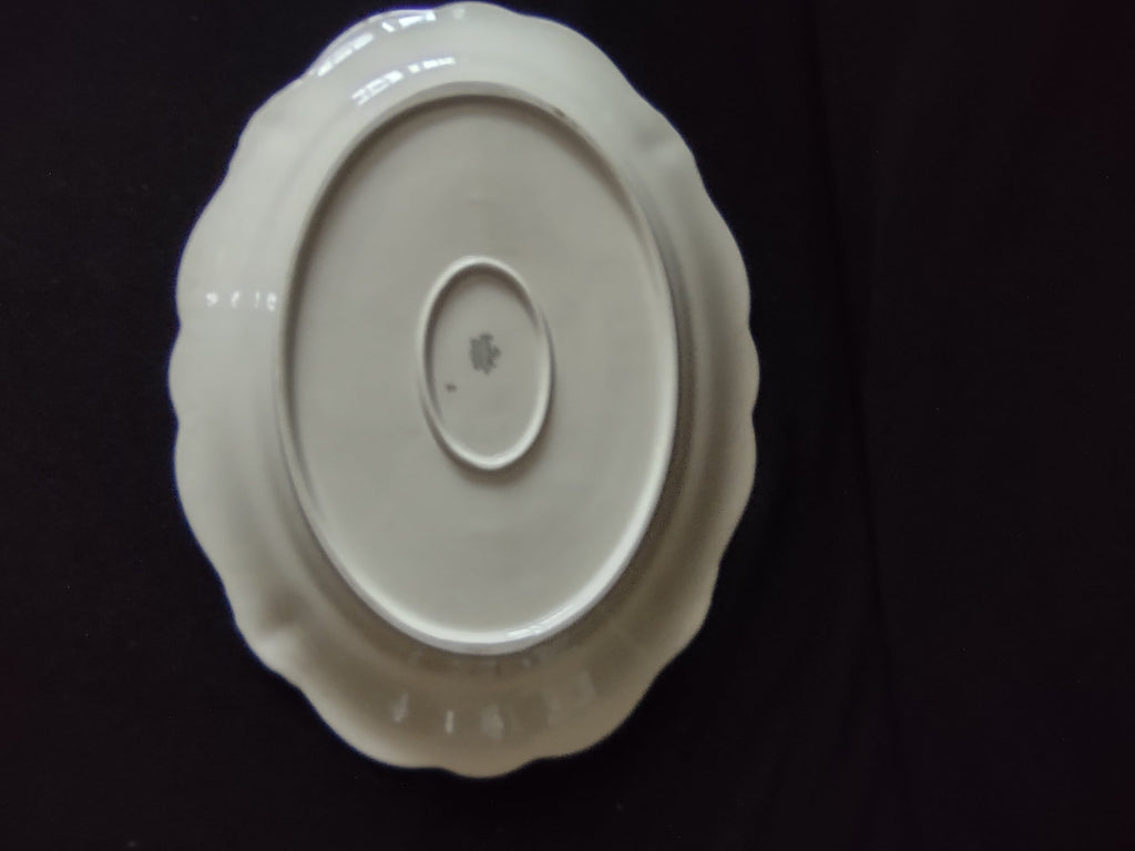 Vintage Rosenthal Pink Rose Oval Serving Platter - underside rim discoloration detail